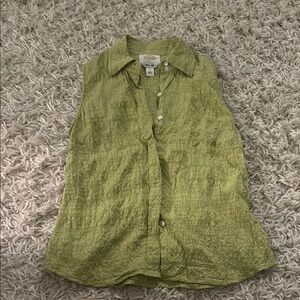 Talbots Green Notched Collar Button Down Shirt